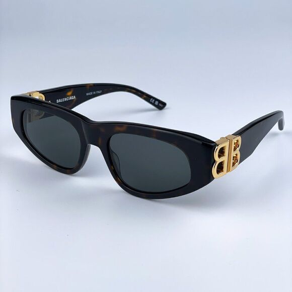 NEW Balenciaga BB0095S 002 Havana Brown Gold Green Oval Unisex Sunglasses main image 7